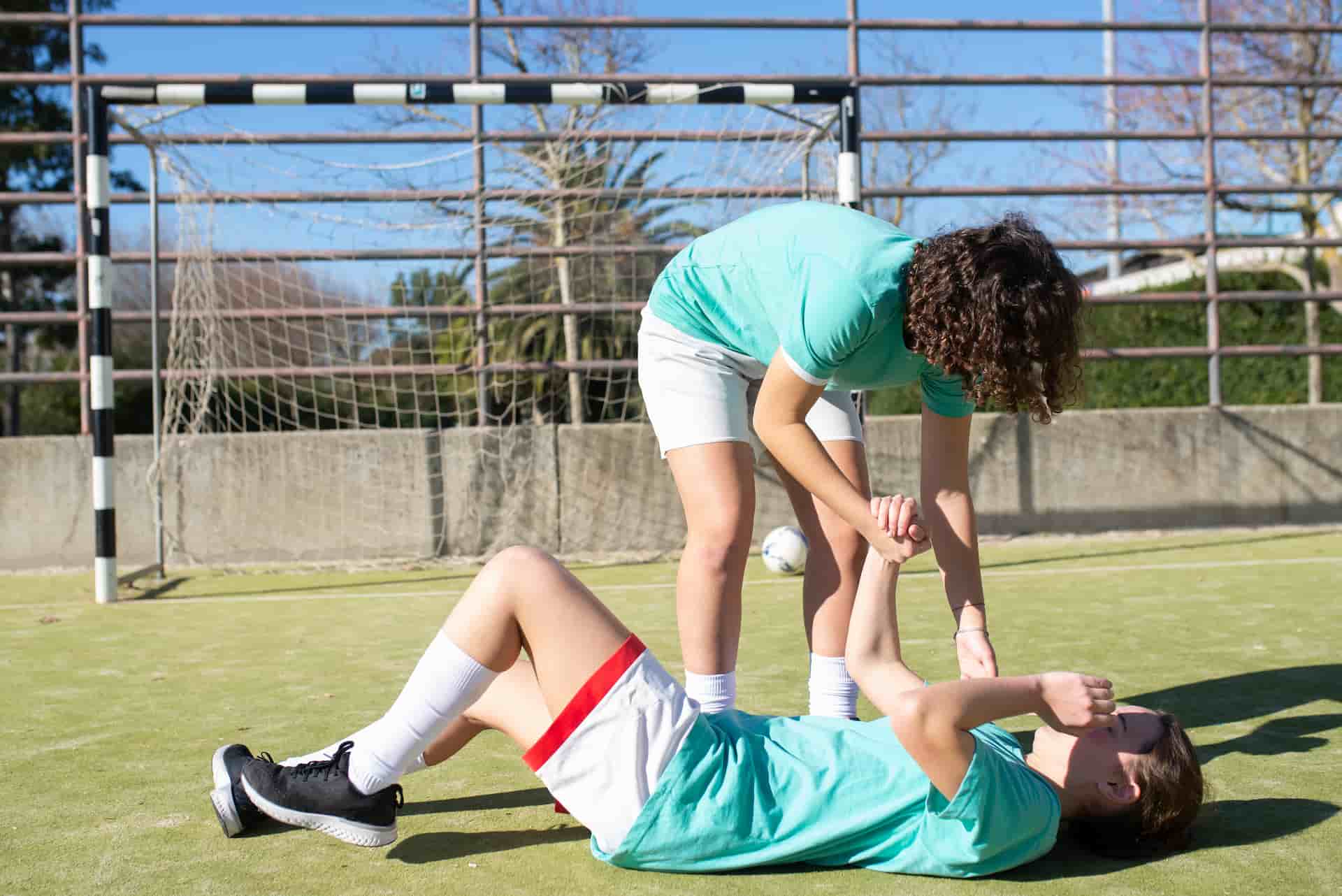 Athlete receiving sports injury rehabilitation