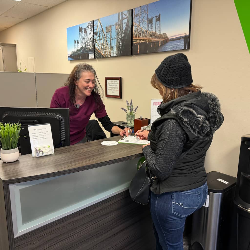 Vancouver Spinal Care front desk patient greeting